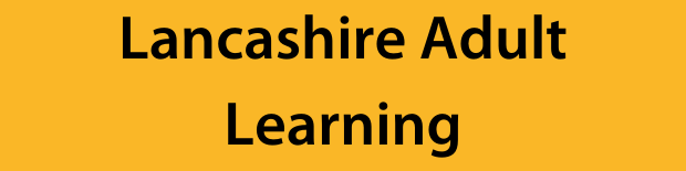 Lancashire Adult learning on a yellow background